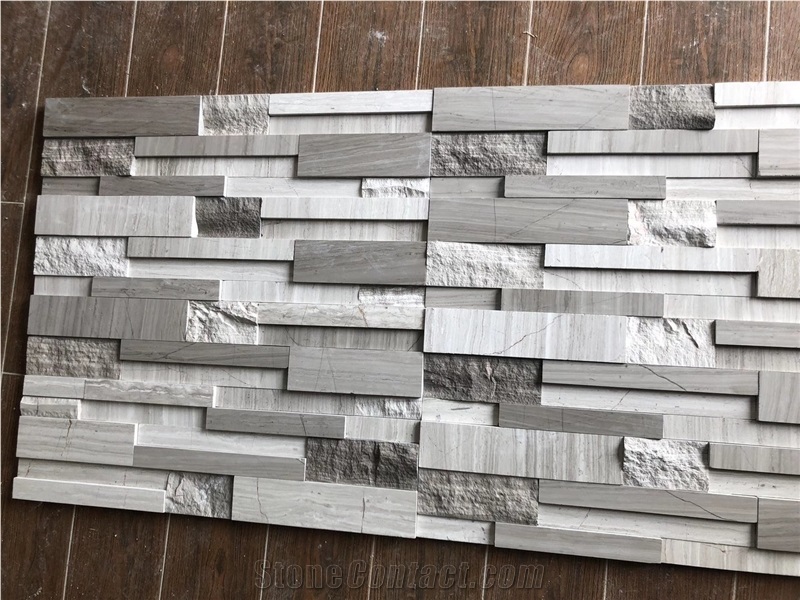 Feature Wall Stone Panels White Travertine Stacked Veneer