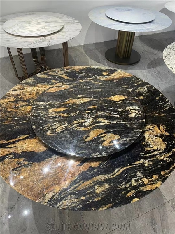 Granite Commercial Furniture Taurus Black Round Dining Table