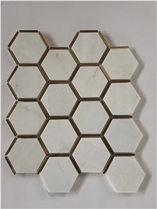 Hexagon Green Jade Mosaic Tile Octagon Thassos Backsplash