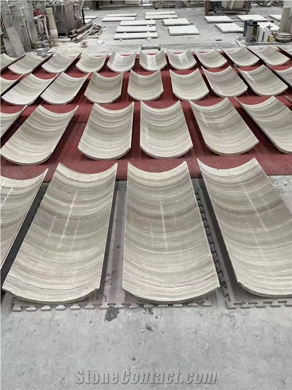 Hollow Marble Column White Wood Grain Veneer Column Wraps