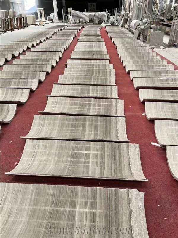 Hollow Marble Column White Wood Grain Veneer Column Wraps