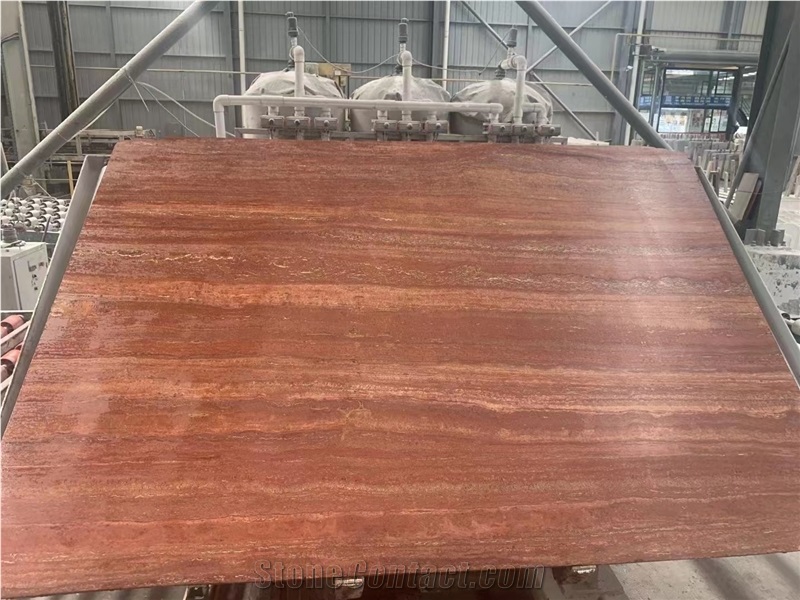 Honed Iranian Red Travertine Slabs Rosa Travertine Bath Tile