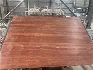 Honed Iranian Red Travertine Slabs Rosa Travertine Bath Tile