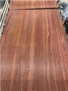 Honed Iranian Red Travertine Slabs Rosa Travertine Bath Tile