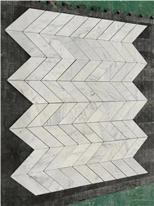 Marble Carrara Floor Mosaic Tile Fish Bone Chevron Mosaic Marble Carrara Floor Mosaic Tile Fish Bone Chevron Mosaic