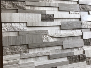Marble Feature Wall Cladding Grey Wood High Low Ledger Panel