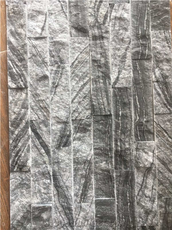 Marble Feature Wall Cladding Grey Wood High Low Ledger Panel