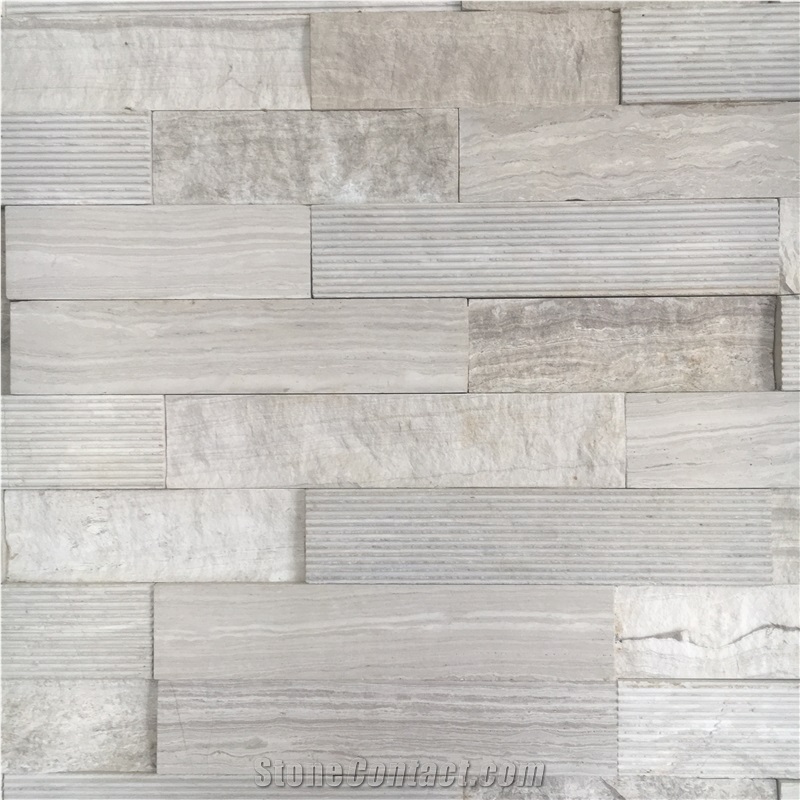 Marble Feature Wall Cladding Grey Wood High Low Ledger Panel