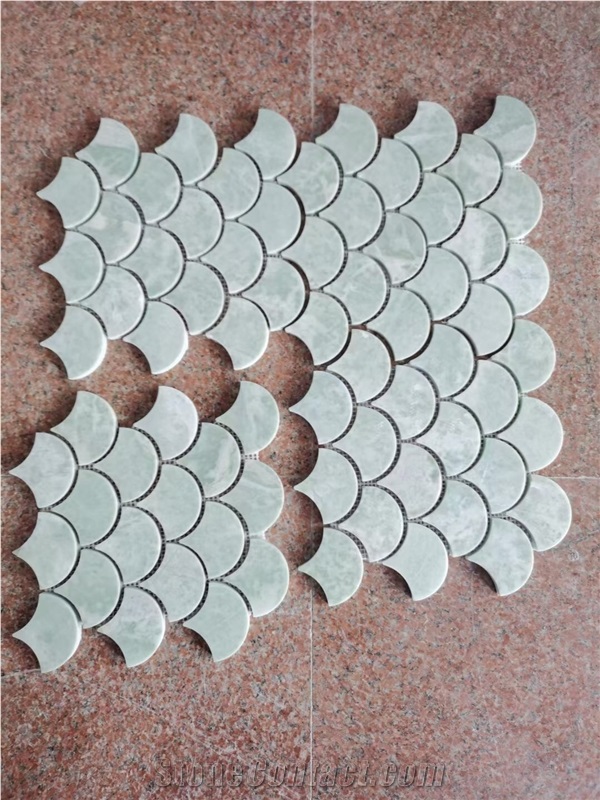 Marble Green Jade Chevron Mosaic Tile Thassos Floor Design