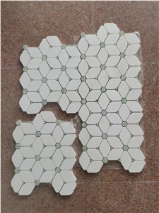 Marble Green Jade Chevron Mosaic Tile Thassos Floor Design