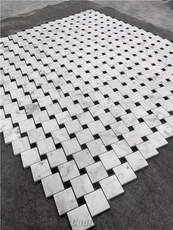 Marble Mosaic Floor Border Thassos+Marquina Skirting Border