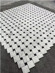 Marble Mosaic Floor Border Thassos+Marquina Skirting Border