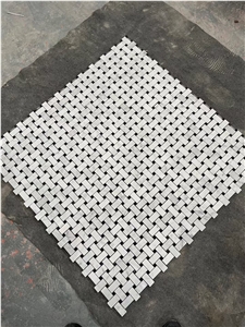 Marble Mosaic Floor Border Thassos+Marquina Skirting Border
