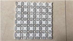 Marble White Wood Hexagon Mosaic Brass Chevron Bathroom Tile
