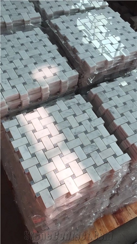 Penny Round Light Greenjade Mosaic Square Thassos Backsplash