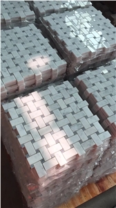 Penny Round Light Greenjade Mosaic Square Thassos Backsplash