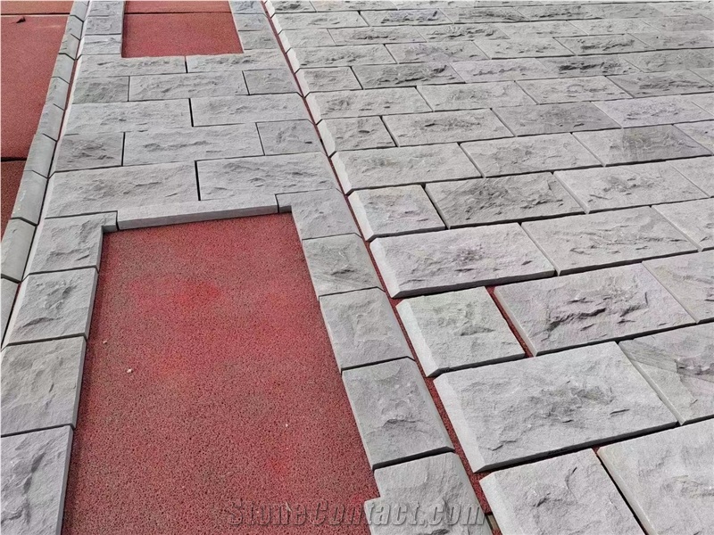 Split Face Mushroom Stone Cladding Grey Quartzite Wall Tiles