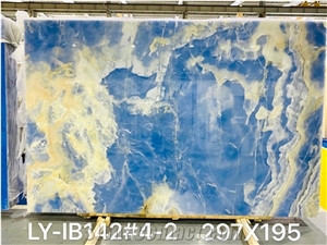 High Quality Polished Blue Onyx Slabs For Background Wall