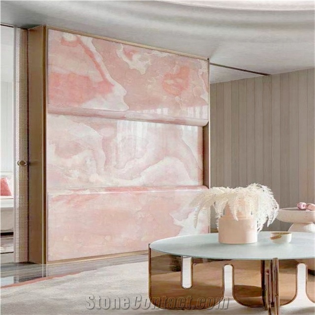High Quality Polished Pink Onyx For Background Wall Panel