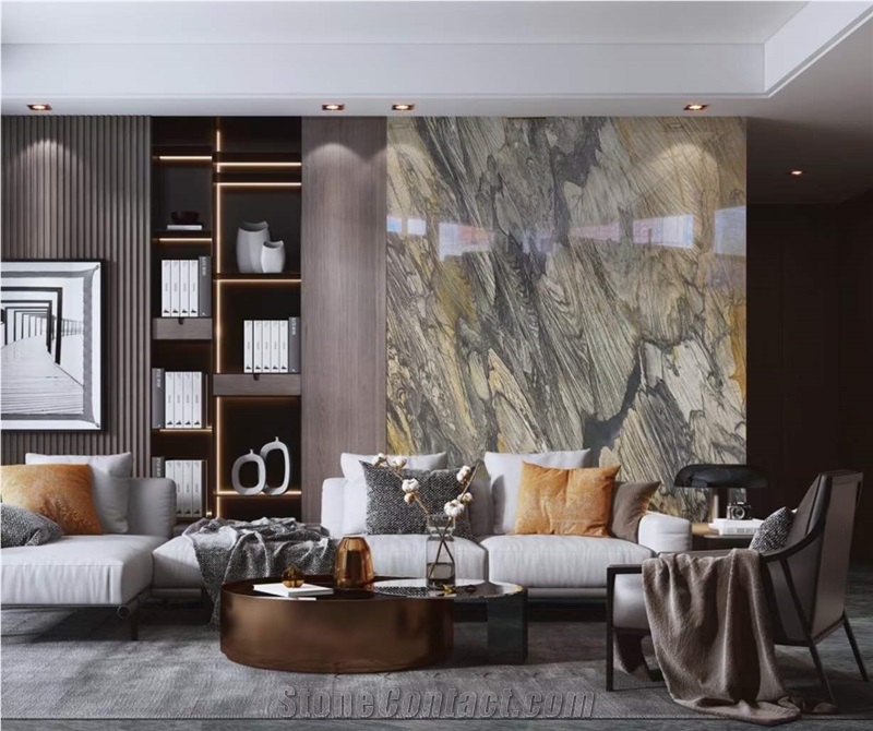 Shangrila Brown Quartzite Slabs For Home Decoration