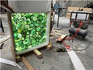 Backlit Green Agate Semiprecious Stone