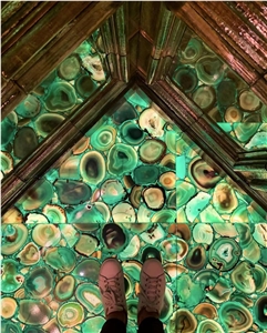 Backlit Green Agate Semiprecious Stone