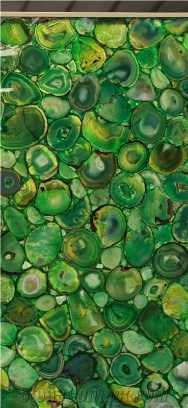 Backlit Green Agate Semiprecious Stone