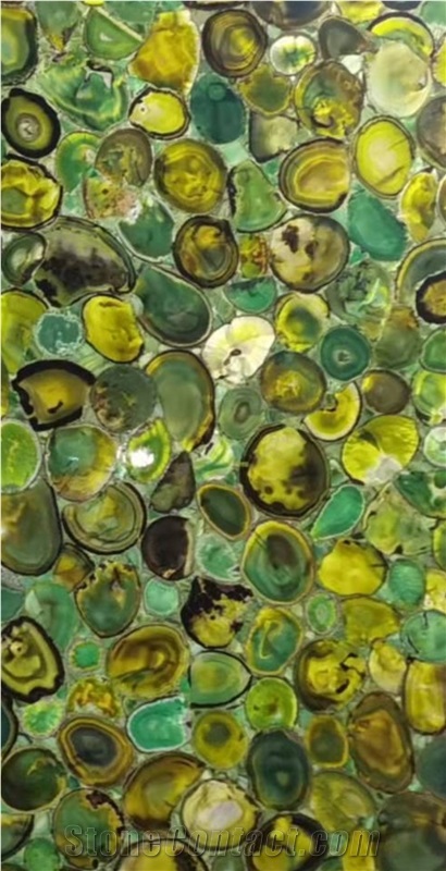 Backlit Green Agate Semiprecious Stone
