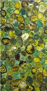 Backlit Green Agate Semiprecious Stone