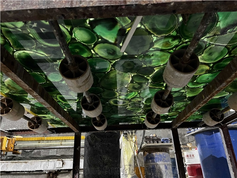 Backlit Green Agate Semiprecious Stone
