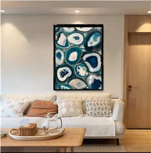 Blue Agate Home Decoration Items, Semiprecious Stone Wall