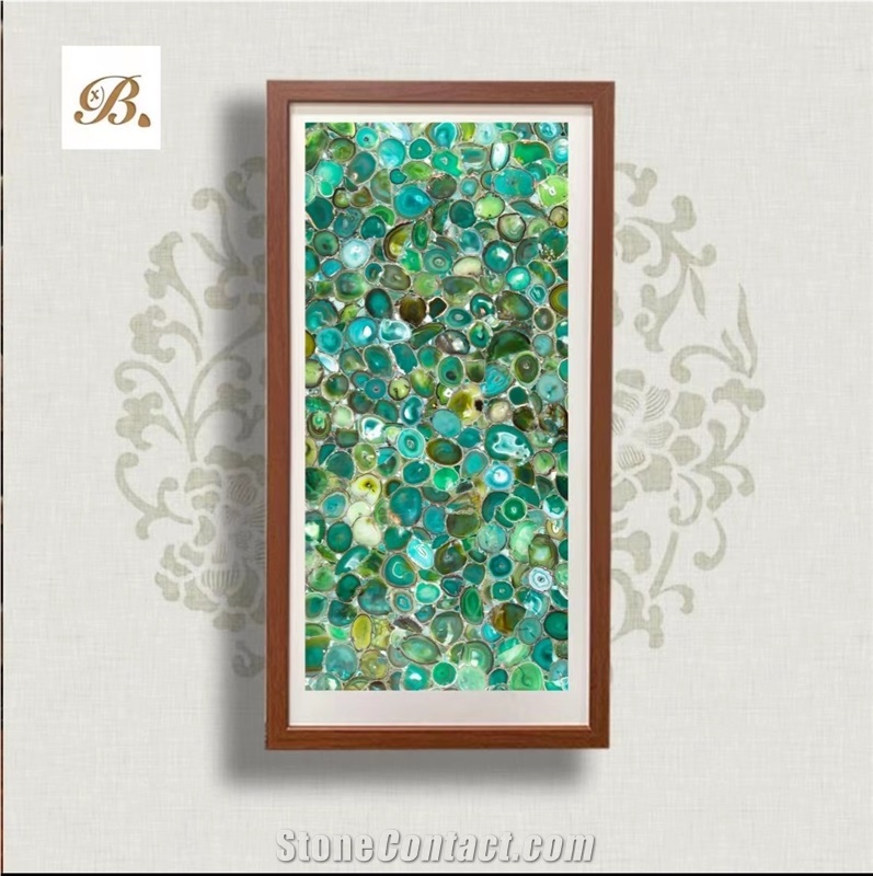 Blue Agate Home Decoration Items, Semiprecious Stone Wall