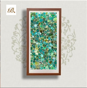 Blue Agate Home Decoration Items, Semiprecious Stone Wall