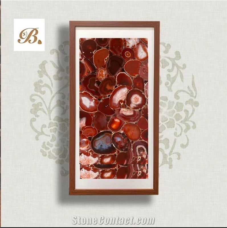 Blue Agate Home Decoration Items, Semiprecious Stone Wall