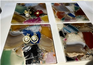 Colors Gemstone Slab, Small Agate Cup Mat