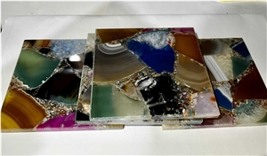 Colors Gemstone Slab, Small Agate Cup Mat