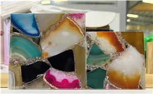Colors Gemstone Slab, Small Agate Cup Mat