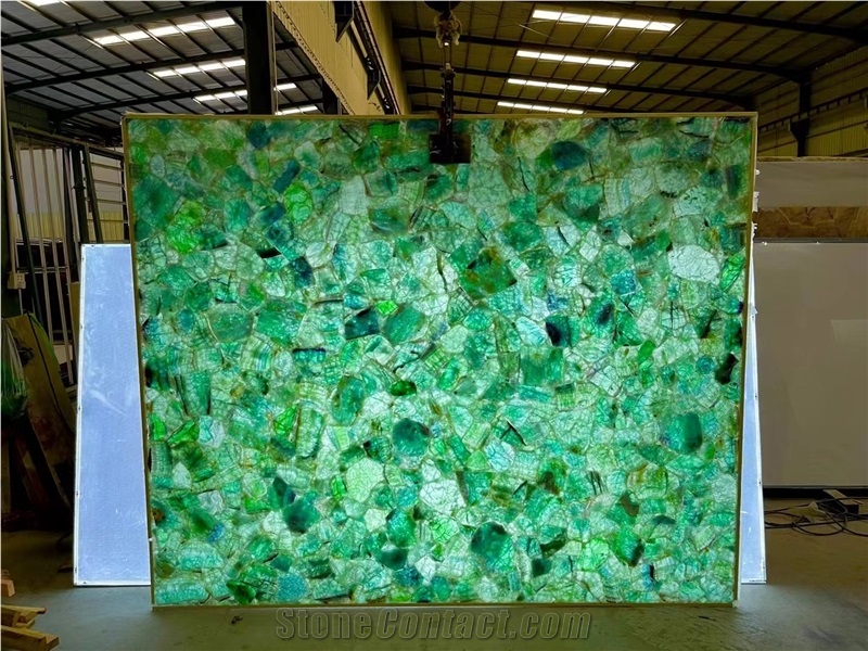 Green Crystal Gemstone Slabs, Green Semiprecious Stone Slabs