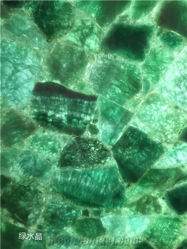 Green Crystal Gemstone Slabs, Green Semiprecious Stone Slabs