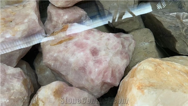 Pink Crystal Quartz Semiprecious Stone Slabs