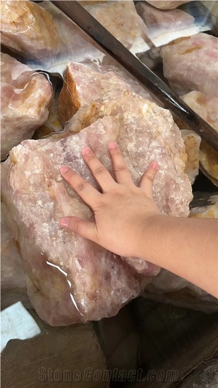 Pink Crystal Quartz Semiprecious Stone Slabs