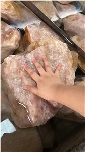Pink Crystal Quartz Semiprecious Stone Slabs