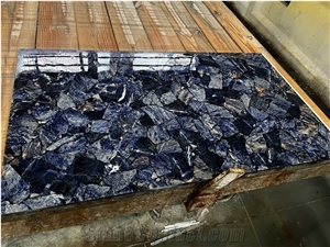 Semiprecious Gem Stone Blue Sodalite Wall Tile Slab