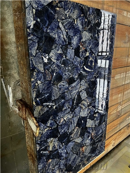 Semiprecious Gem Stone Blue Sodalite Wall Tile Slab