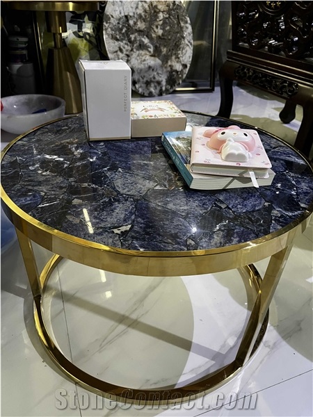 Semiprecious Gem Stone Blue Sodalite Wall Tile Slab