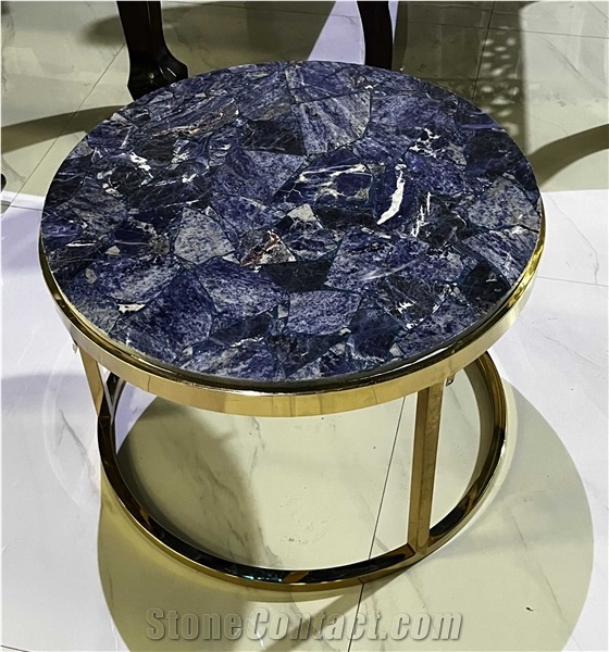 Semiprecious Gem Stone Blue Sodalite Wall Tile Slab