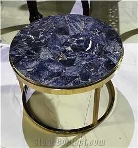 Semiprecious Gem Stone Blue Sodalite Wall Tile Slab