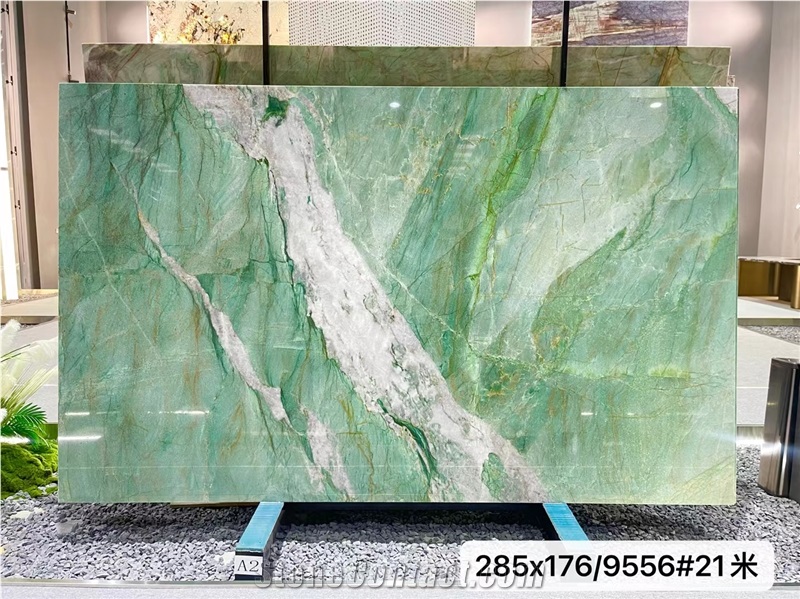 Crystal Patek Philippe Green Quartzite Slabs, Light Green Slab