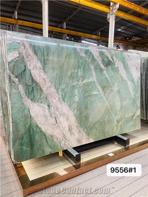 Crystal Patek Philippe Green Quartzite Slabs, Light Green Slab