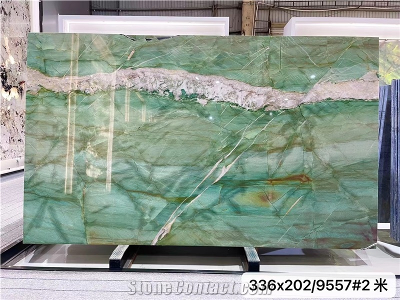 Crystal Patek Philippe Green Quartzite Slabs, Light Green Slab